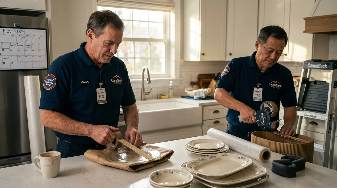 Professional crew packing kitchen dishware in Yoncalla, OR